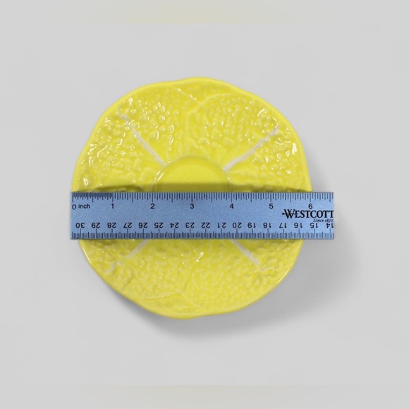 Vtg Portugal Pottery Majolica Yellow CABBAGE Leaf 2 CUPS & SAUCERS Set 4 Pc. - Picture 8 of 8